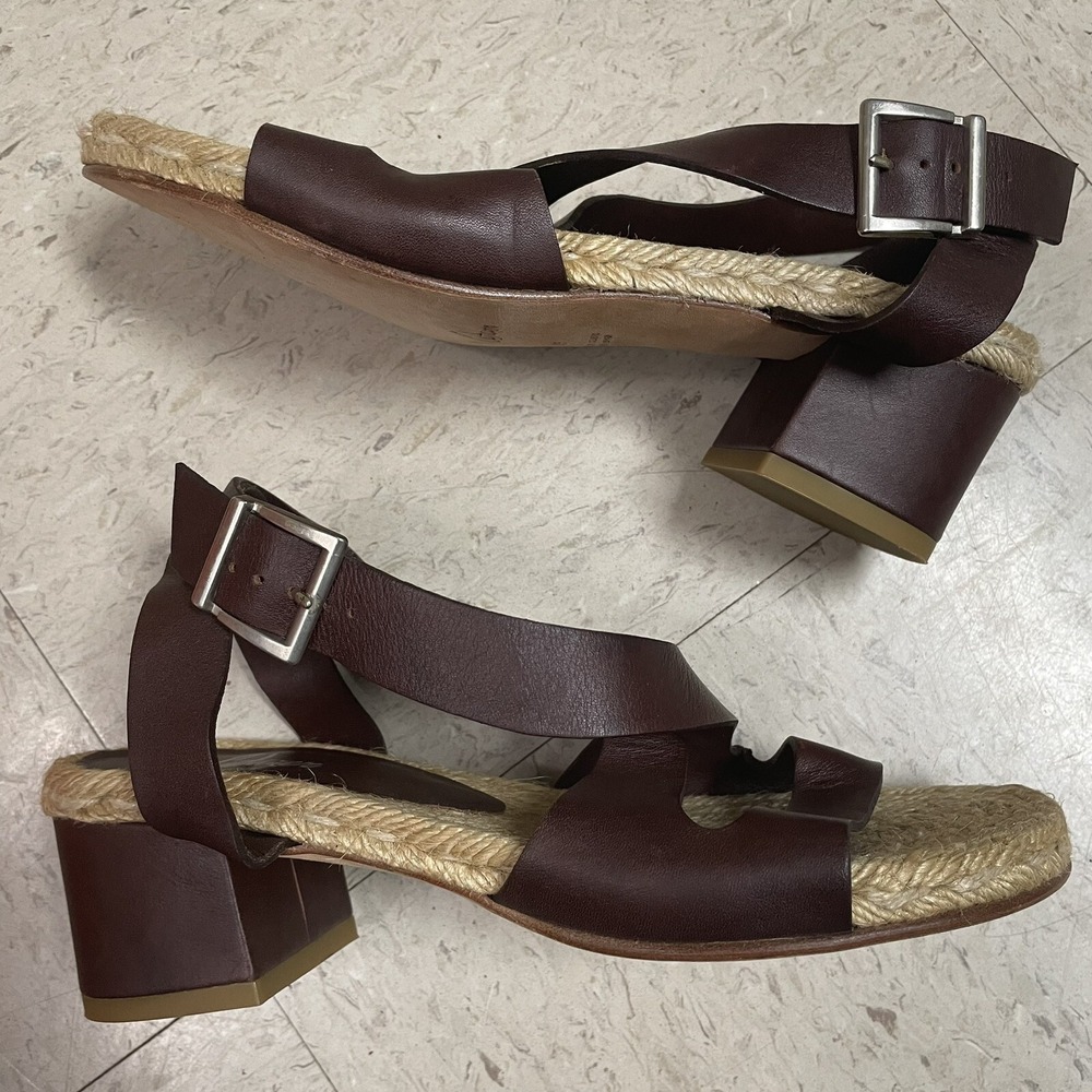 CASTANER Womens Sz 35 (US‎ 5) Brown Strappy Block Heel Espadrille Sandals Buckle